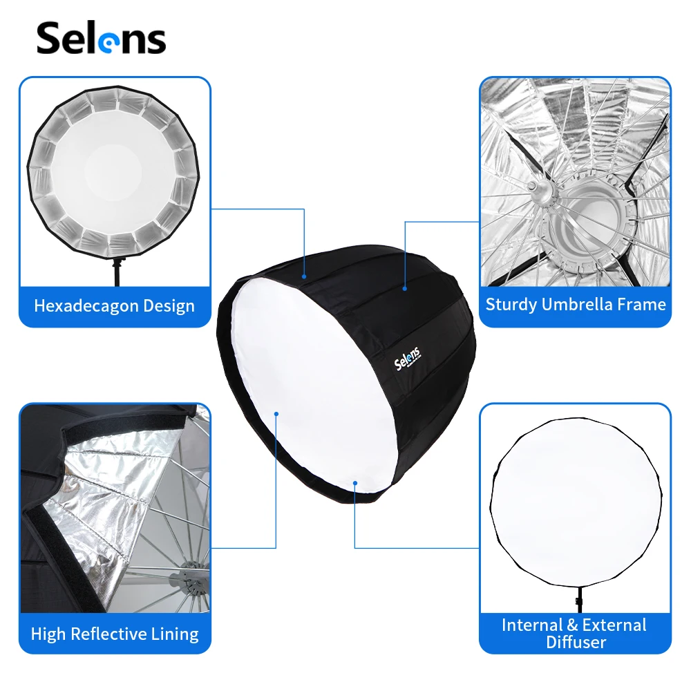Selens 70/90/120cm Foldable Um - مراجعة Parabolic Umbrella Deep وسعره