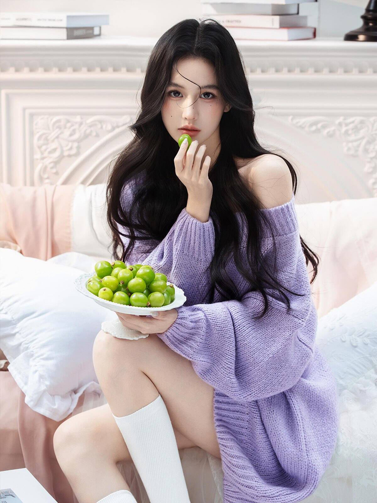 Autumn Winter Purple Sweater O - مراجعة Photography Lighting Style وسعره