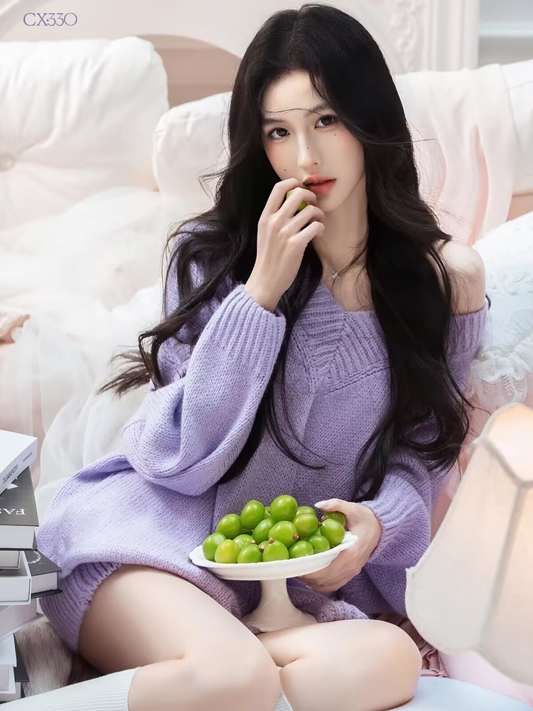 Autumn Winter Purple Sweater O - مراجعة Photography Lighting Style وسعره